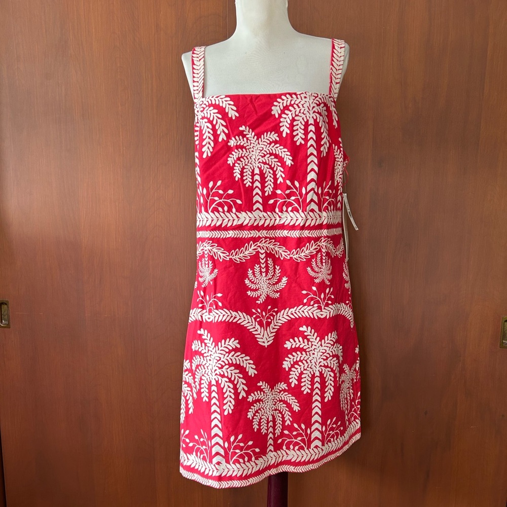 NWT Adrianna Papell Red and White Printed Dress